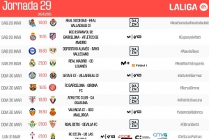 西甲29轮调整：30日23:15巴萨vs赫罗纳，31日1:30毕巴vs奥萨苏纳