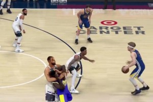 网友2K模拟森林狼淘汰勇士：戈贝尔把追梦往死里打😱😱😱