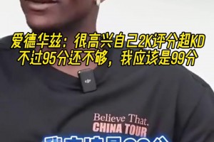 爱德华兹：很高兴我2k评分超KD 不过95分还不够应该99分